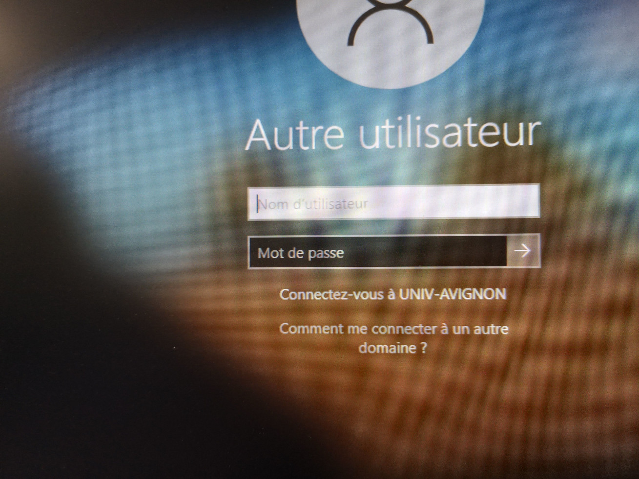Fenêtre d'entrée en session Windows 10