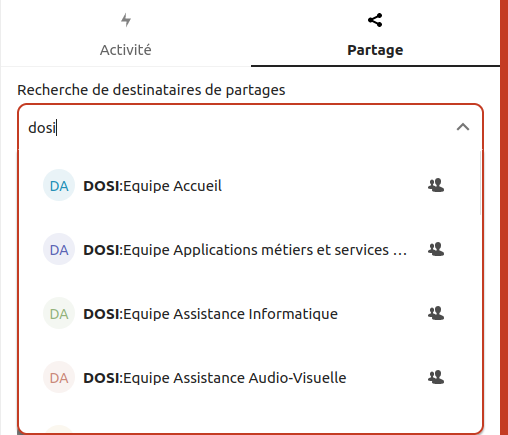 Saisie d'une structure au sein d'un service